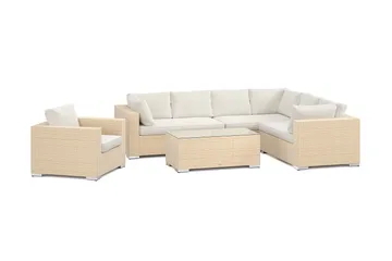 Bahamas utomhus L-soffa höger 7-sits med fåtölj och bord