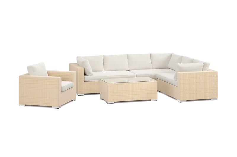 Bahamas utomhus L-soffa höger 7-sits med fåtölj och bord - Beige - Products - Utemöbler & utemiljö - Loungemöbler - Loungeset & loungegrupp