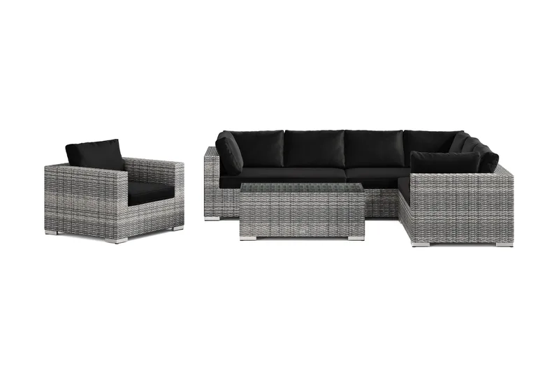 Bahamas utomhus L-soffa höger 7-sits med fåtölj och bord - Grå - Products - Utemöbler & utemiljö - Loungemöbler - Loungeset & loungegrupp