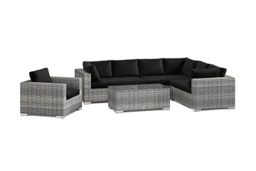 Bahamas utomhus L-soffa höger 7-sits med fåtölj och bord