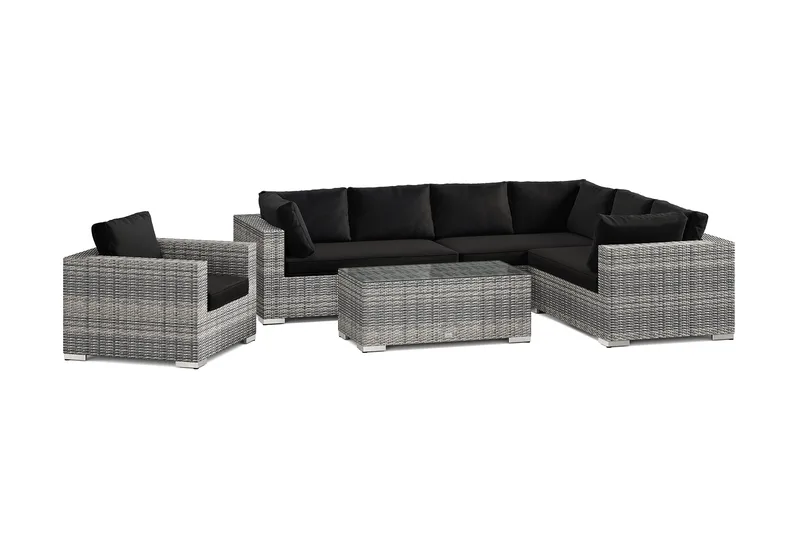 Bahamas utomhus L-soffa höger 7-sits med fåtölj och bord - Grå - Products - Utemöbler & utemiljö - Loungemöbler - Loungeset & loungegrupp