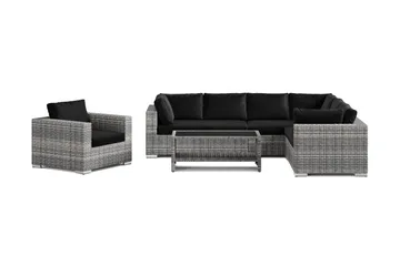 Bahamas utomhus L-soffa höger 7-sits med fåtölj och bord med hylla - Grå - Products - Utemöbler & utemiljö - Loungemöbler - Loungeset & loungegrupp