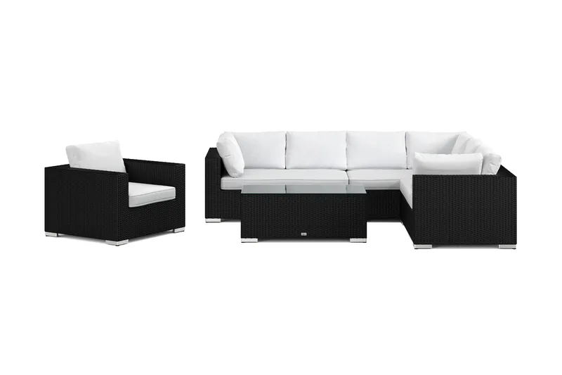 Bahamas utomhus L-soffa höger 7-sits med fåtölj och bord - Svart - Products - Utemöbler & utemiljö - Loungemöbler - Loungeset & loungegrupp