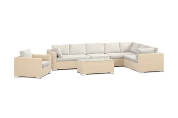 Bahamas utomhus L-soffa höger 8-sits med fåtölj och bord - Beige - Products - Utemöbler & utemiljö - Loungemöbler - Loungeset & loungegrupp