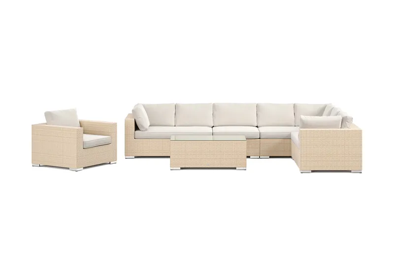 Bahamas utomhus L-soffa höger 8-sits med fåtölj och bord - Beige - Products - Utemöbler & utemiljö - Loungemöbler - Loungeset & loungegrupp