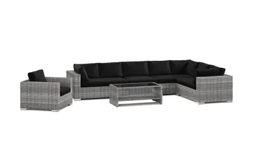 Bahamas utomhus L-soffa höger 8-sits med fåtölj och bord med hylla - Grå - Products - Utemöbler & utemiljö - Loungemöbler - Loungeset & loungegrupp