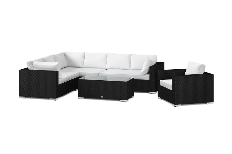 Bahamas utomhus L-soffa vänster 7-sits med fåtölj och bord - Svart - Products - Utemöbler & utemiljö - Loungemöbler - Loungeset & loungegrupp