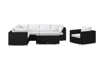 Bahamas utomhus L-soffa vänster 7-sits med fåtölj och bord - Svart - Products - Utemöbler & utemiljö - Loungemöbler - Loungeset & loungegrupp