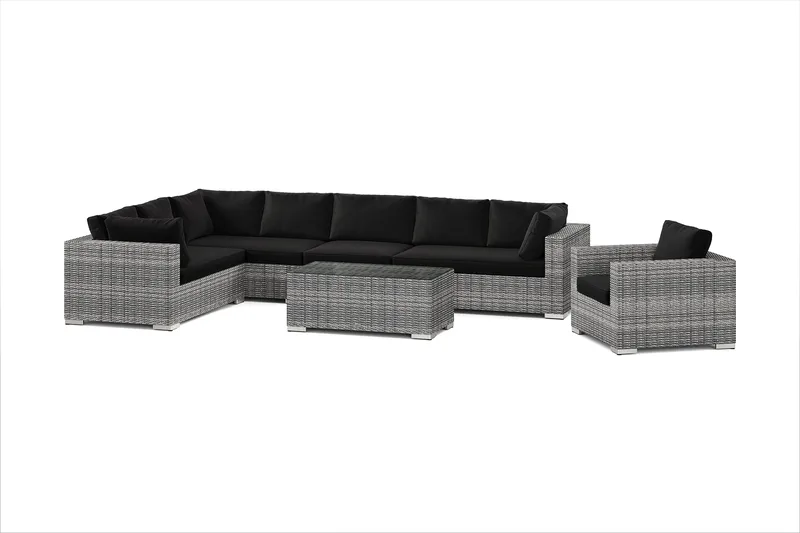 Bahamas utomhus L-soffa vänster 8-sits med fåtölj och bord - Grå - Products - Utemöbler & utemiljö - Loungemöbler - Loungeset & loungegrupp