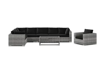 Bahamas utomhus L-soffa vänster 8-sits med fåtölj och bord med hylla - Grå - Products - Utemöbler & utemiljö - Loungemöbler - Loungeset & loungegrupp