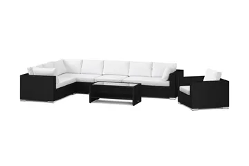 Bahamas utomhus L-soffa vänster 8-sits med fåtölj och bord med hylla - Svart - Products - Utemöbler & utemiljö - Loungemöbler - Loungeset & loungegrupp
