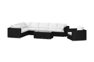 Bahamas utomhus L-soffa vänster 8-sits med fåtölj och bord - Svart - Products - Utemöbler & utemiljö - Loungemöbler - Loungeset & loungegrupp