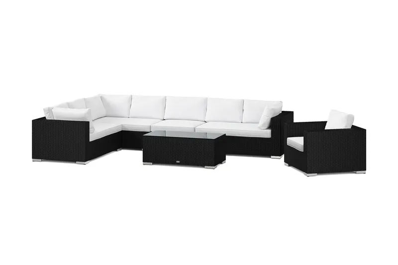 Bahamas utomhus L-soffa vänster 8-sits med fåtölj och bord - Svart - Products - Utemöbler & utemiljö - Loungemöbler - Loungeset & loungegrupp
