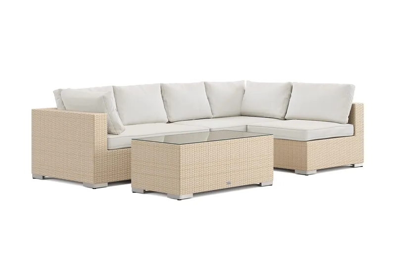 Bahamas utomhus loungegrupp 5-sits med vändbar schäslong och bord - Beige - Products - Utemöbler & utemiljö - Loungemöbler - Loungeset & loungegrupp