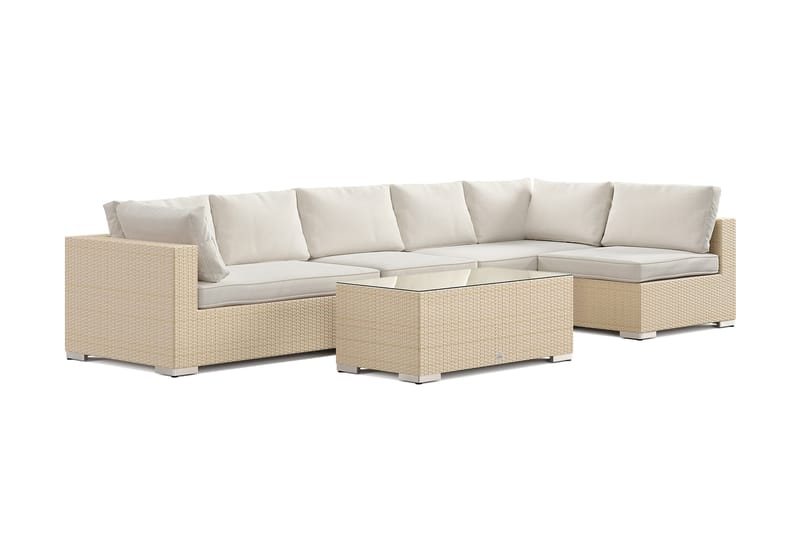 Bahamas utomhus loungegrupp 6-sits med vändbar schäslong och bord - Beige - Products - Utemöbler & utemiljö - Loungemöbler - Loungeset & loungegrupp