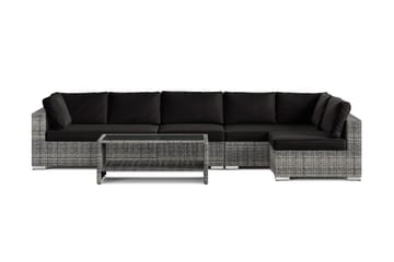Bahamas utomhus loungegrupp 6-sits med vändbar schäslong och bord med hylla - Grå - Products - Utemöbler & utemiljö - Loungemöbler - Loungeset & loungegrupp
