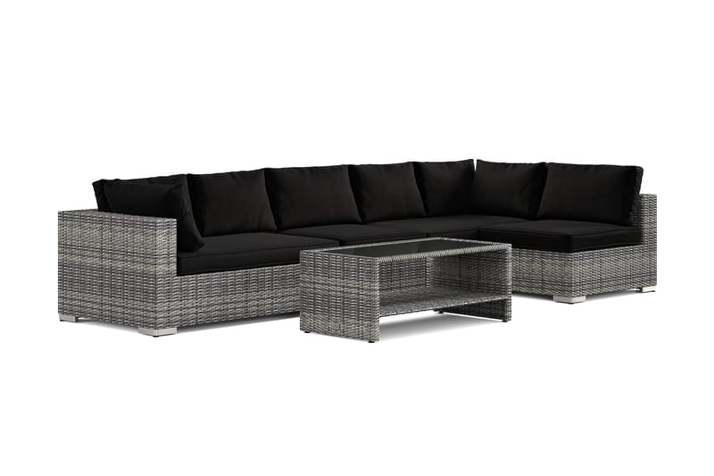 Bahamas utomhus loungegrupp 6-sits med vändbar schäslong och bord med hylla - Grå - Products - Utemöbler & utemiljö - Loungemöbler - Loungeset & loungegrupp