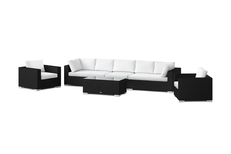 Bahamas utomhus soffgrupp 7-sits med två fåtöljer och bord - Svart - Products - Utemöbler & utemiljö - Loungemöbler - Loungeset & loungegrupp