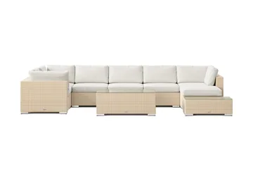 Bahamas utomhus U-soffa 7-sits vändbar divan med öppet avslut och bord - Beige - Products - Utemöbler & utemiljö - Loungemöbler - Loungeset & loungegrupp