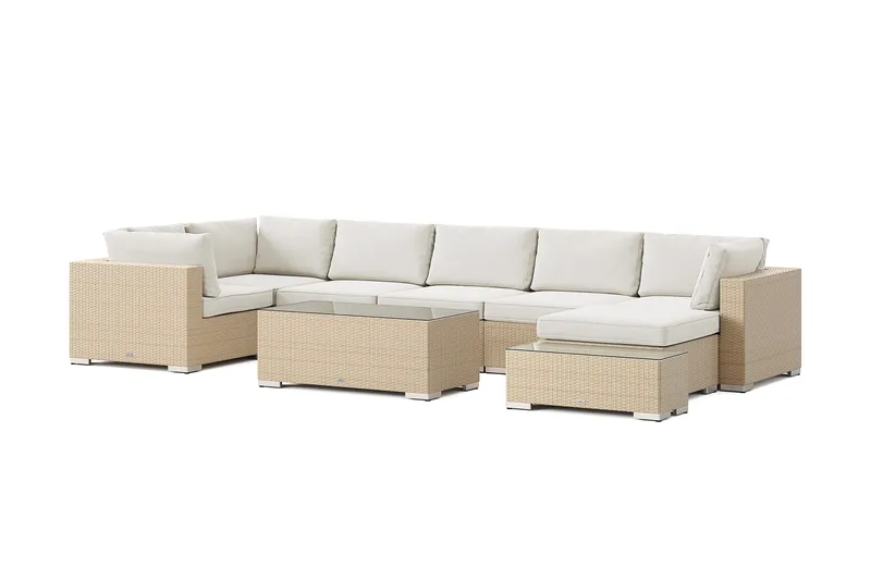 Bahamas utomhus U-soffa 7-sits vändbar divan med öppet avslut och bord - Beige - Products - Utemöbler & utemiljö - Loungemöbler - Loungeset & loungegrupp