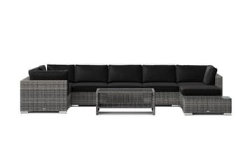 Bahamas utomhus U-soffa 7-sits vändbar divan med öppet avslut och bord med hylla - Grå - Products - Utemöbler & utemiljö - Loungemöbler - Loungeset & loungegrupp