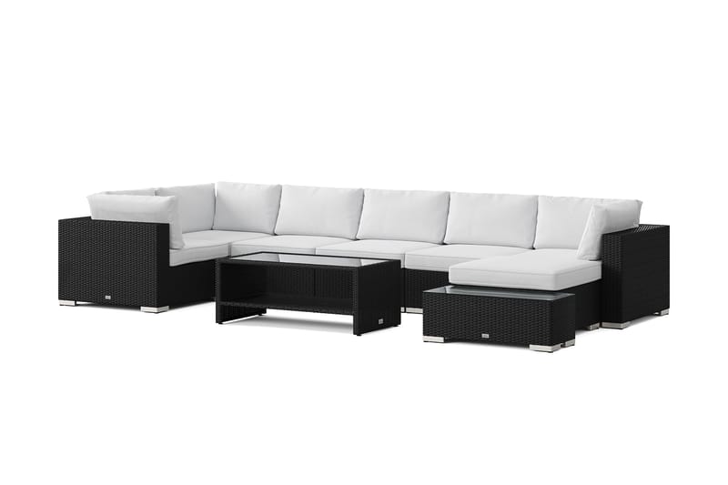 Bahamas utomhus U-soffa 7-sits vändbar divan med öppet avslut och bord med hylla - Svart - Products - Utemöbler & utemiljö - Loungemöbler - Loungeset & loungegrupp