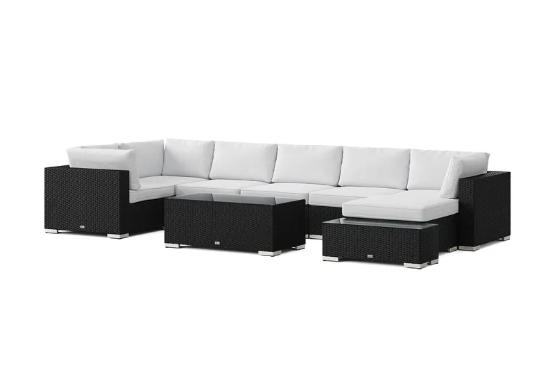 Bahamas utomhus U-soffa 7-sits vändbar divan med öppet avslut och bord - Svart - Products - Utemöbler & utemiljö - Loungemöbler - Loungeset & loungegrupp