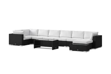 Bahamas utomhus U-soffa 8-sits vändbar divan med öppet avslut och bord med hylla - Svart - Products - Utemöbler & utemiljö - Loungemöbler - Loungeset & loungegrupp