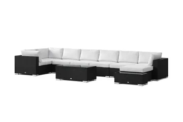 Bahamas utomhus U-soffa 8-sits vändbar divan med öppet avslut och bord - Svart - Products - Utemöbler & utemiljö - Loungemöbler - Loungeset & loungegrupp
