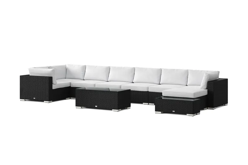 Bahamas utomhus U-soffa 8-sits vändbar divan med öppet avslut och bord - Svart - Products - Utemöbler & utemiljö - Loungemöbler - Loungeset & loungegrupp