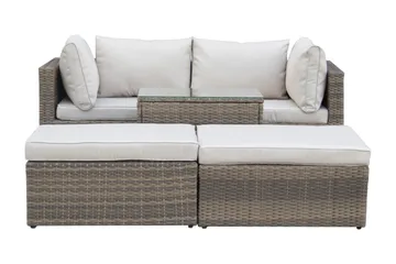 Dramilo Loungegrupp i konstrotting med bord och dynor - Beige - Products - Utemöbler & utemiljö - Loungemöbler - Loungeset & loungegrupp
