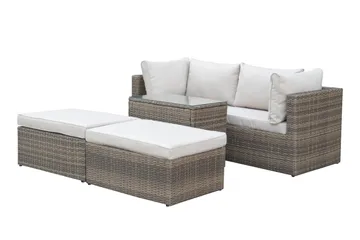 Dramilo Loungegrupp i konstrotting med bord och dynor - Beige - Products - Utemöbler & utemiljö - Loungemöbler - Loungeset & loungegrupp