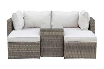 Dramilo Loungegrupp i konstrotting med bord och dynor - Beige - Products - Utemöbler & utemiljö - Loungemöbler - Loungeset & loungegrupp