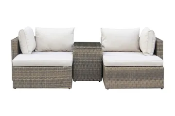 Dramilo Loungegrupp i konstrotting med bord och dynor - Beige - Products - Utemöbler & utemiljö - Loungemöbler - Loungeset & loungegrupp