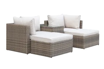 Dramilo Loungegrupp i konstrotting med bord och dynor - Beige - Products - Utemöbler & utemiljö - Loungemöbler - Loungeset & loungegrupp
