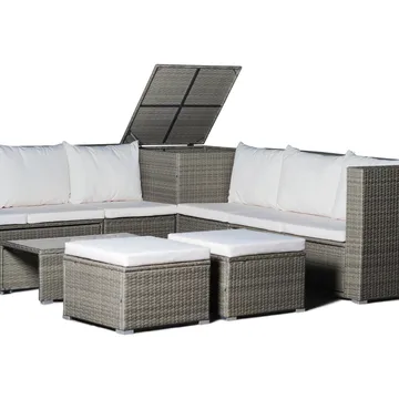 Exklusiv loungegrupp | Inbyggd förvaring | Brun konstrotting | Djursvik - Brun - Products - Utemöbler & utemiljö - Loungemöbler - Loungeset & loungegrupp