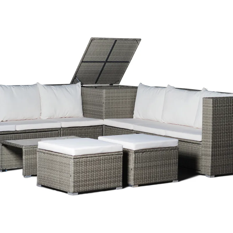 Exklusiv loungegrupp | Inbyggd förvaring | Brun konstrotting | Djursvik - Brun - Products - Utemöbler & utemiljö - Loungemöbler - Loungeset & loungegrupp