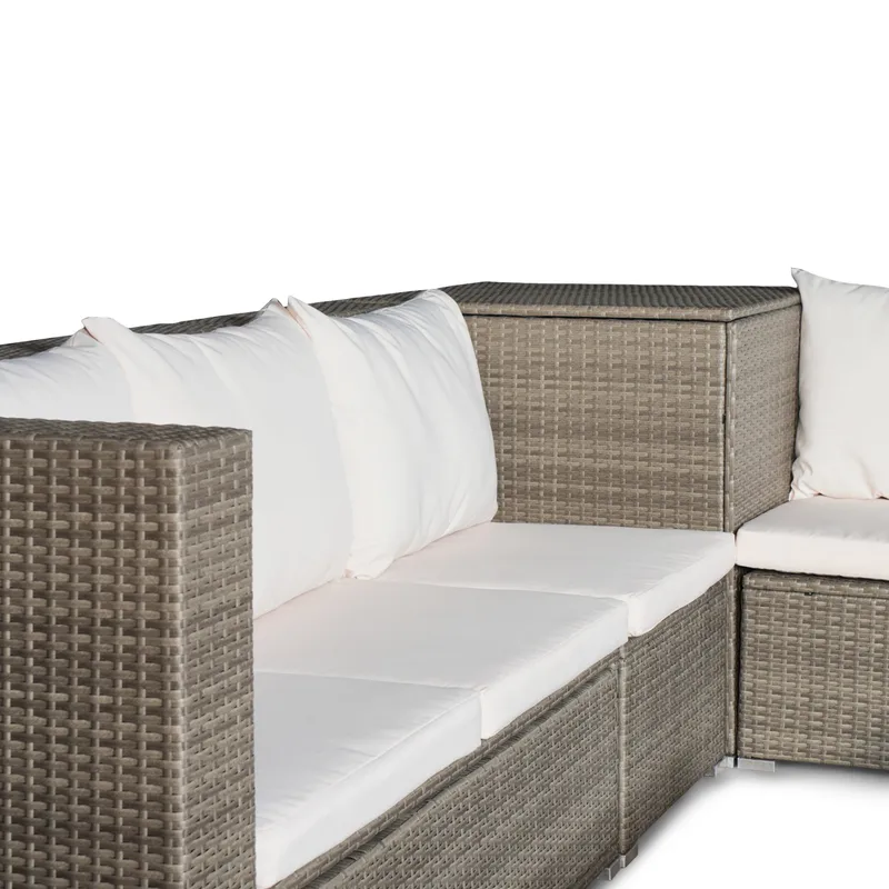 Exklusiv loungegrupp | Inbyggd förvaring | Brun konstrotting | Djursvik - Brun - Products - Utemöbler & utemiljö - Loungemöbler - Loungeset & loungegrupp