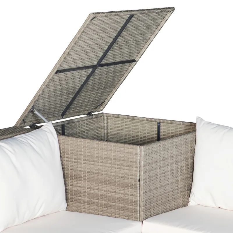 Exklusiv loungegrupp | Inbyggd förvaring | Brun konstrotting | Djursvik - Brun - Products - Utemöbler & utemiljö - Loungemöbler - Loungeset & loungegrupp