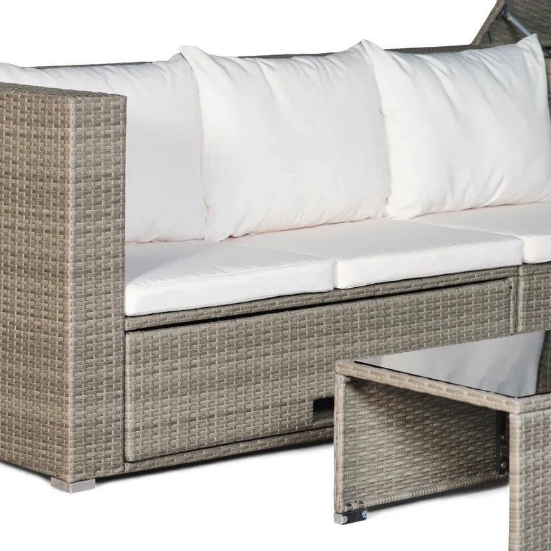 Exklusiv loungegrupp | Inbyggd förvaring | Brun konstrotting | Djursvik - Brun - Products - Utemöbler & utemiljö - Loungemöbler - Loungeset & loungegrupp