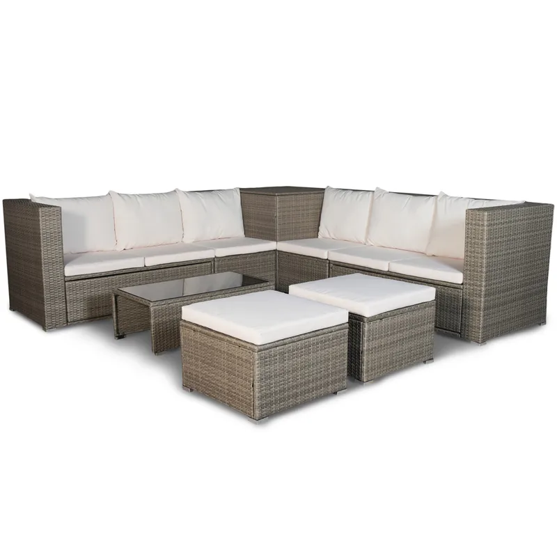 Exklusiv loungegrupp | Inbyggd förvaring | Brun konstrotting | Djursvik, Brun