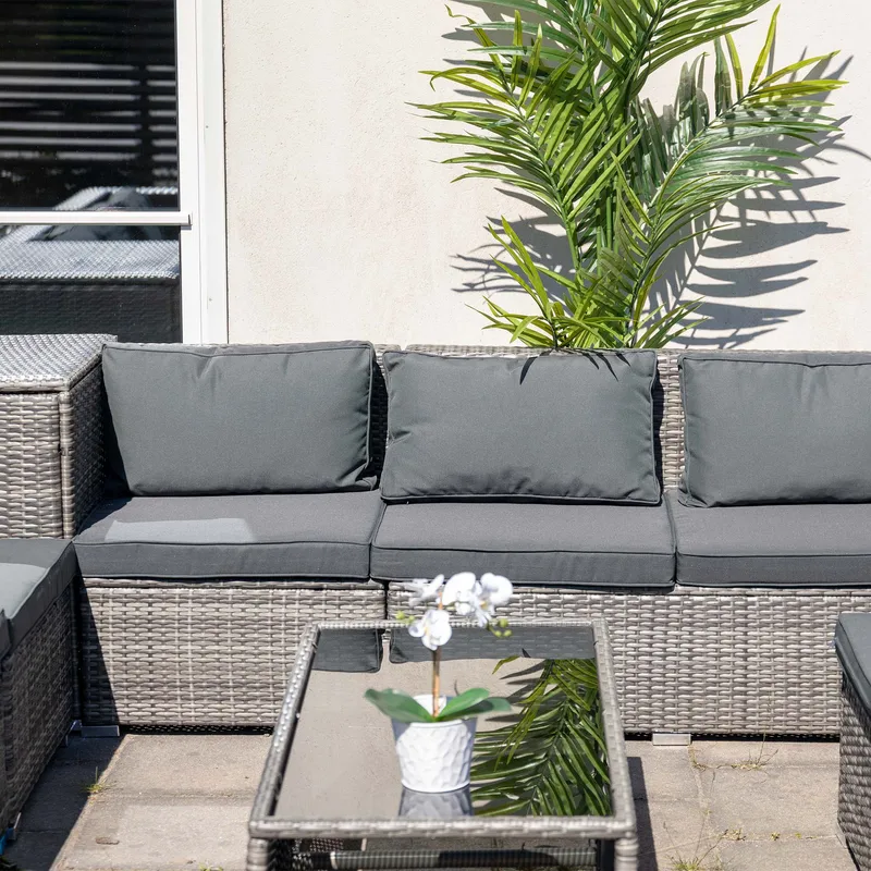 Exklusiv loungegrupp | Inbyggd förvaring | Grå konstrotting | Djursvik - Products - Utemöbler & utemiljö - Loungemöbler - Loungeset & loungegrupp