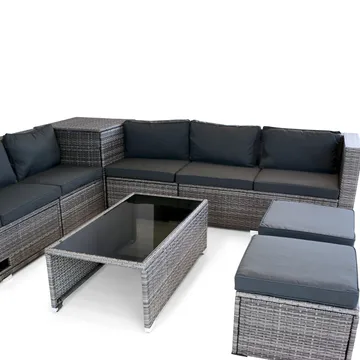 Exklusiv loungegrupp | Inbyggd förvaring | Grå konstrotting | Djursvik - Products - Utemöbler & utemiljö - Loungemöbler - Loungeset & loungegrupp