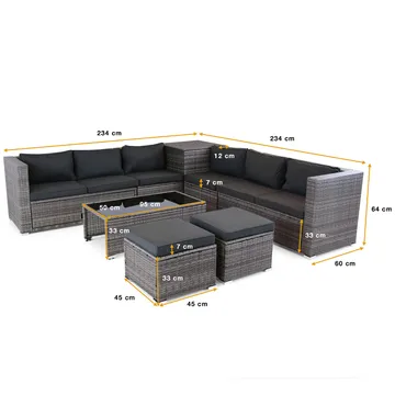 Exklusiv loungegrupp | Inbyggd förvaring | Grå konstrotting | Djursvik - Products - Utemöbler & utemiljö - Loungemöbler - Loungeset & loungegrupp
