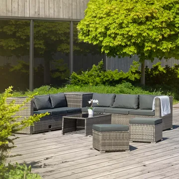 Exklusiv loungegrupp | Inbyggd förvaring | Grå konstrotting | Djursvik - Products - Utemöbler & utemiljö - Loungemöbler - Loungeset & loungegrupp