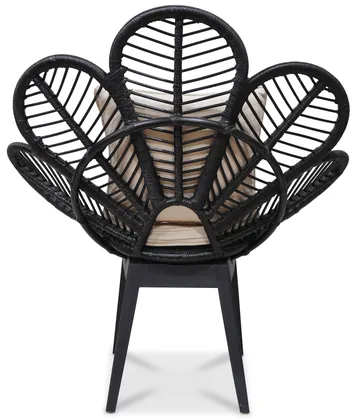 Fåtölj svart/rotting - Peacock - Svartbetsad rotting, vit dyna - Products - Utemöbler & utemiljö - Loungemöbler - Loungestol utomhus