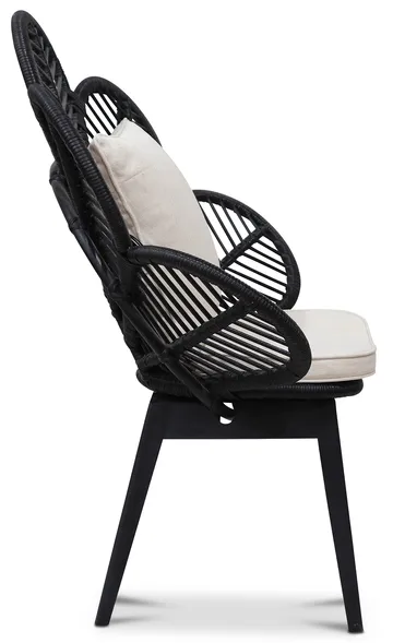 Fåtölj svart/rotting - Peacock - Svartbetsad rotting, vit dyna - Products - Utemöbler & utemiljö - Loungemöbler - Loungestol utomhus