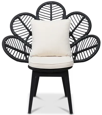 Fåtölj svart/rotting - Peacock - Svartbetsad rotting, vit dyna - Products - Utemöbler & utemiljö - Loungemöbler - Loungestol utomhus