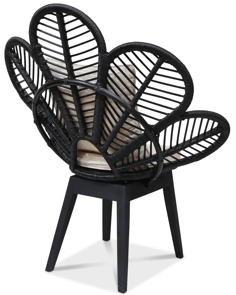 Fåtölj svart/rotting - Peacock - Svartbetsad rotting, vit dyna - Products - Utemöbler & utemiljö - Loungemöbler - Loungestol utomhus