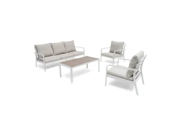 Hillerstorp Hånger Soffgrupp Utomhus - Vit ram Dynor gråbeige - Products - Utemöbler & utemiljö - Loungemöbler - Loungeset & loungegrupp